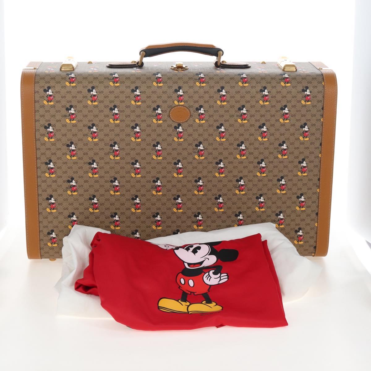 GUCCI x Disney Mickey Mouse Micro GG Supreme Suitcase PVC 602675 Auth 207045SM