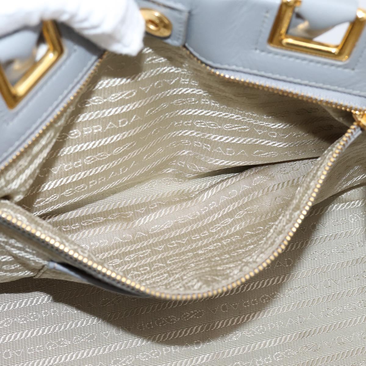 PRADA Hand Bag Leather 2way Gray Gold Auth 207057V