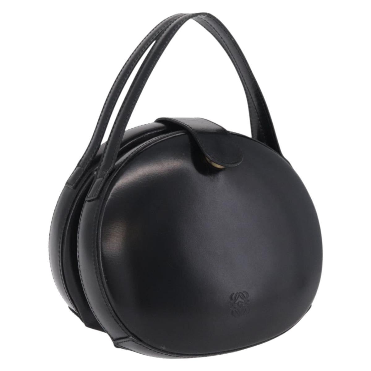 LOEWE Hand Bag Leather Black Gold Auth 207063A