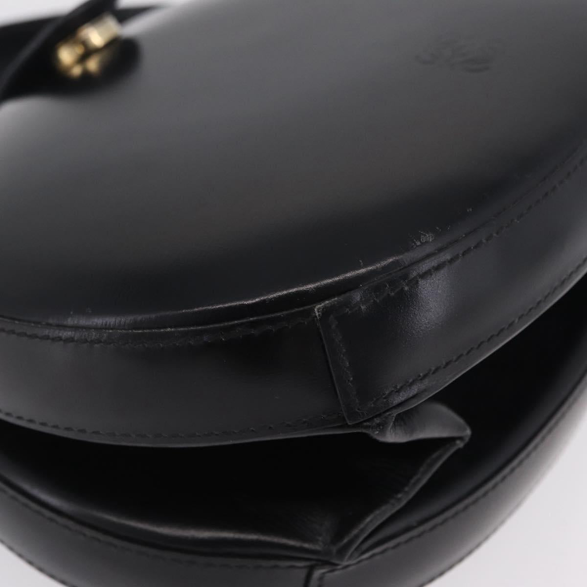 LOEWE Hand Bag Leather Black Gold Auth 207063A