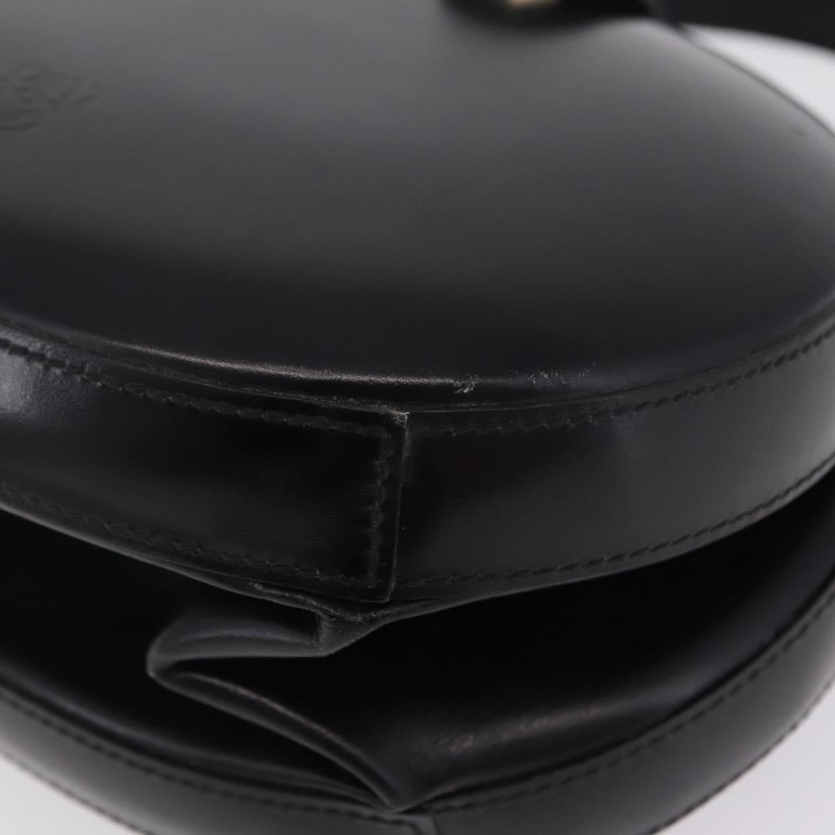 LOEWE Hand Bag Leather Black Gold Auth 207063A
