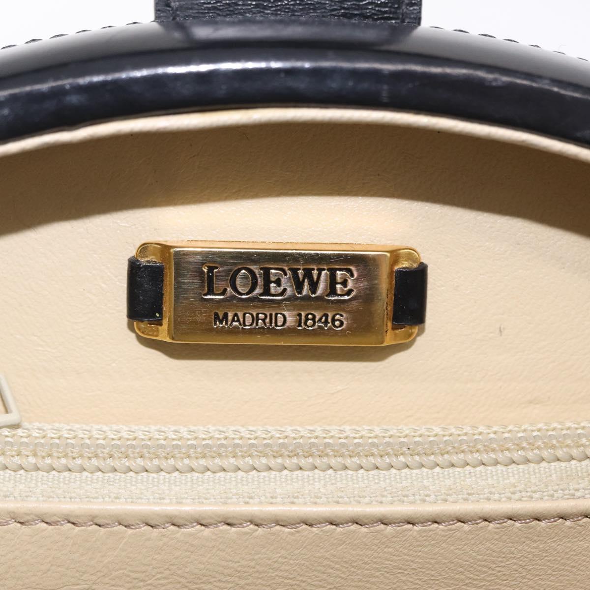 LOEWE Hand Bag Leather Black Gold Auth 207063A