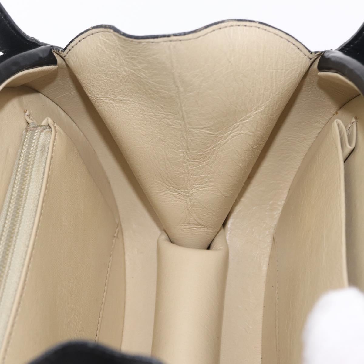 LOEWE Hand Bag Leather Black Gold Auth 207063A