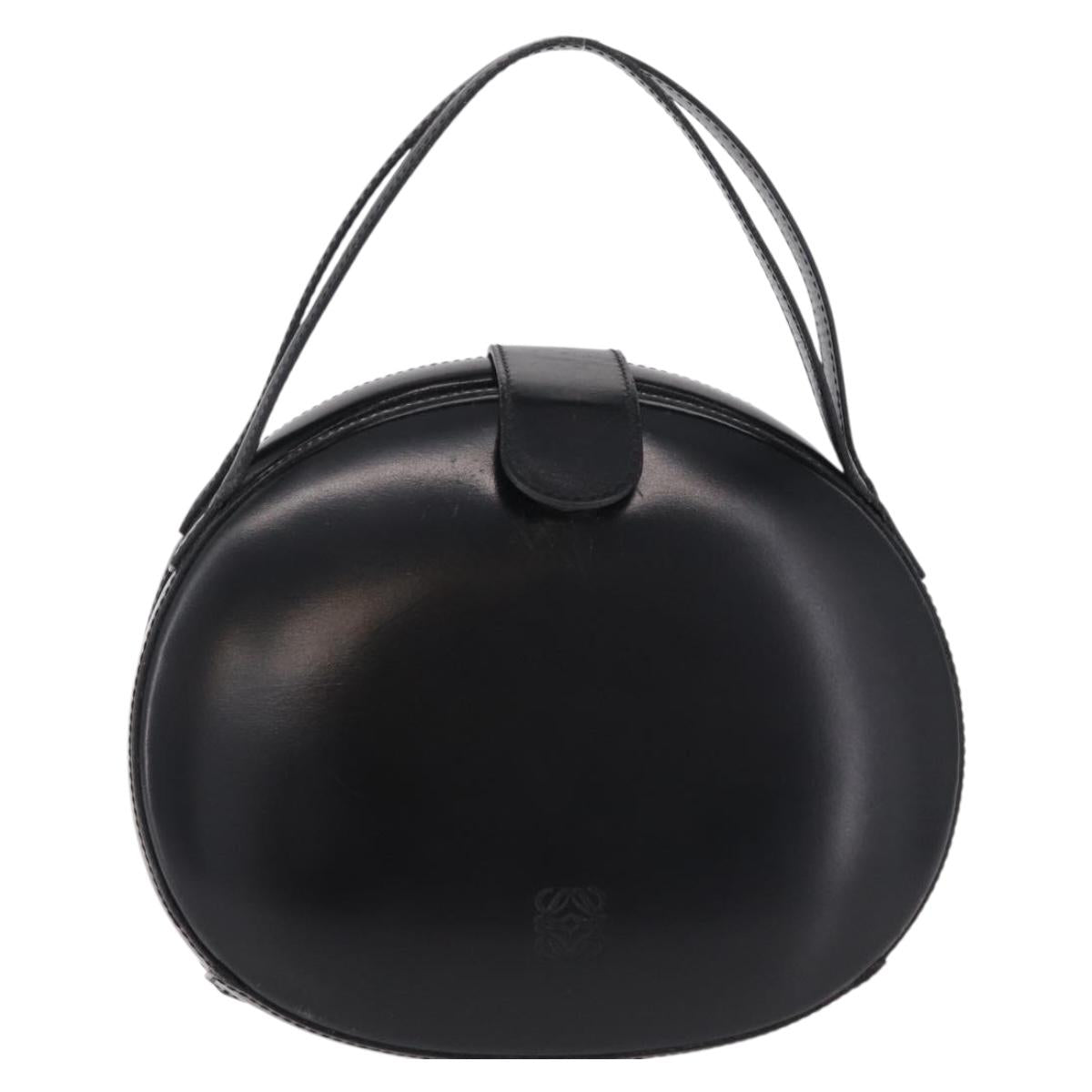 LOEWE Hand Bag Leather Black Gold Auth 207063A