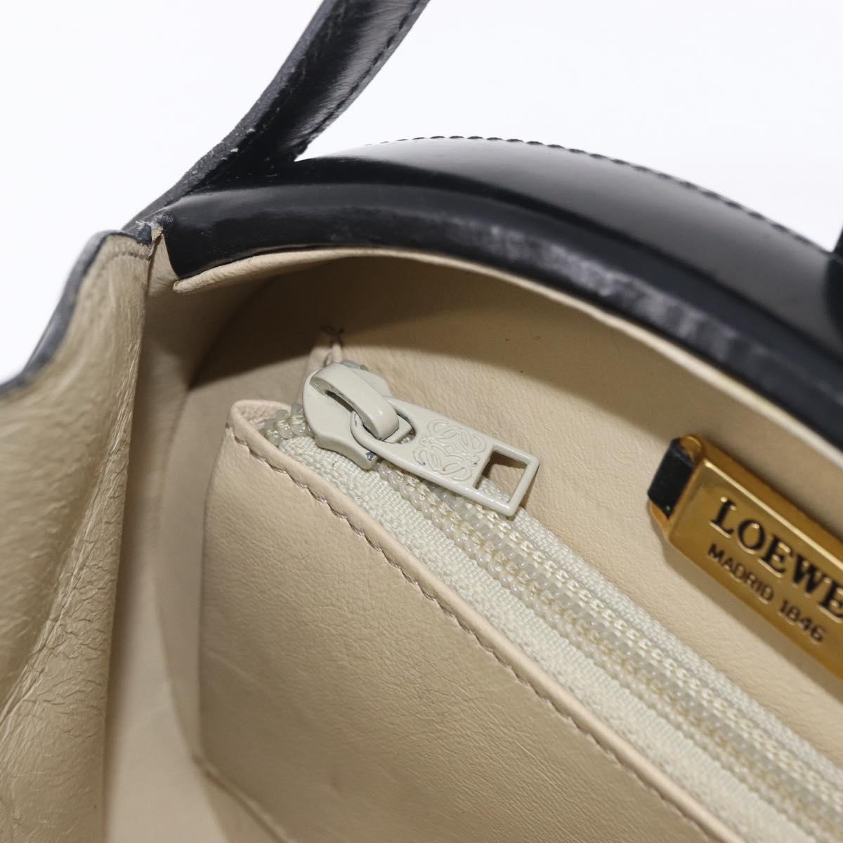 LOEWE Hand Bag Leather Black Gold Auth 207063A
