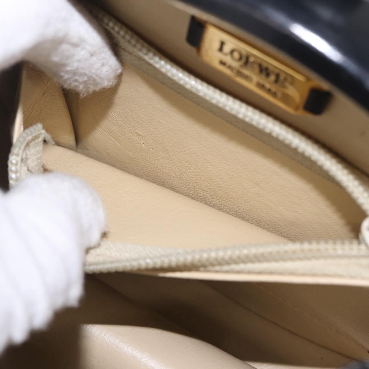 LOEWE Hand Bag Leather Black Gold Auth 207063A
