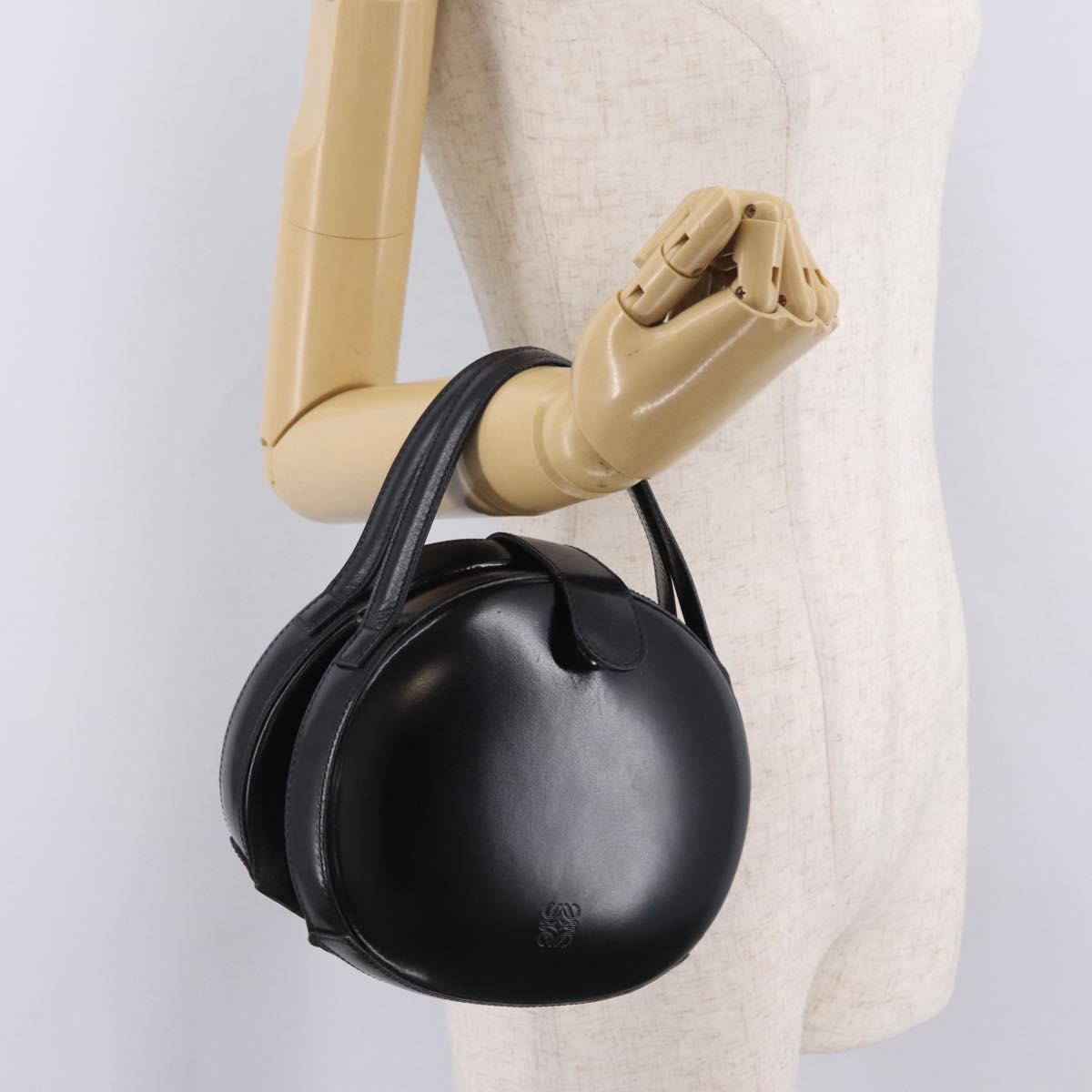 LOEWE Hand Bag Leather Black Gold Auth 207063A