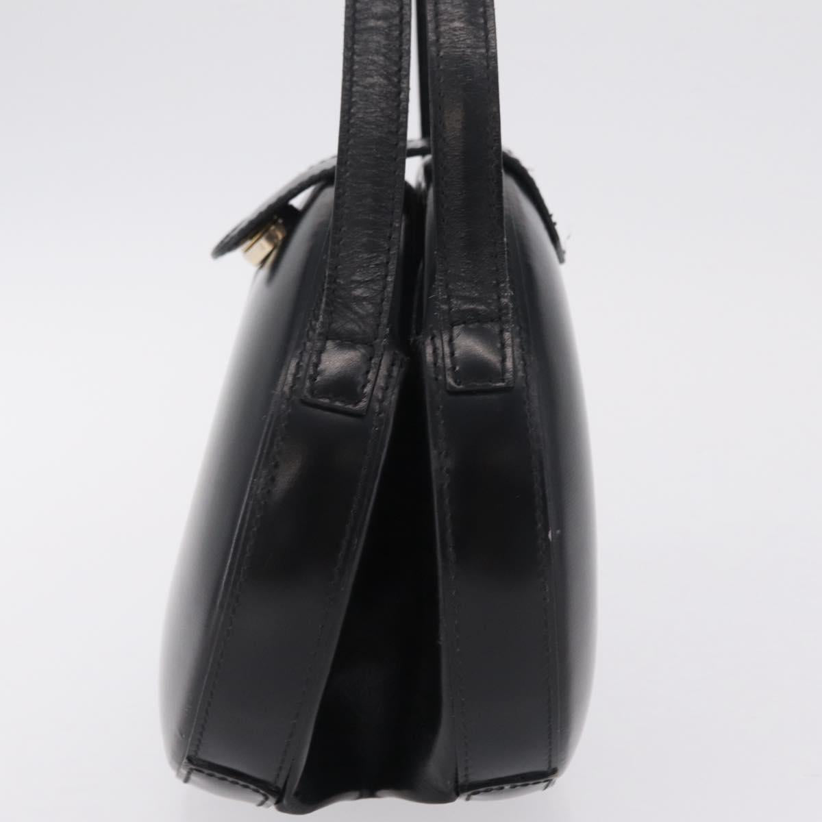 LOEWE Hand Bag Leather Black Gold Auth 207063A