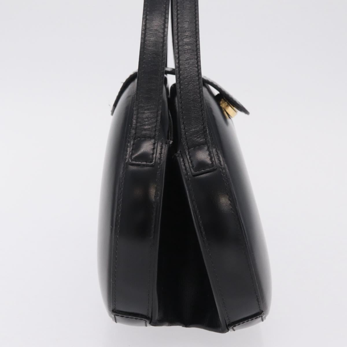 LOEWE Hand Bag Leather Black Gold Auth 207063A