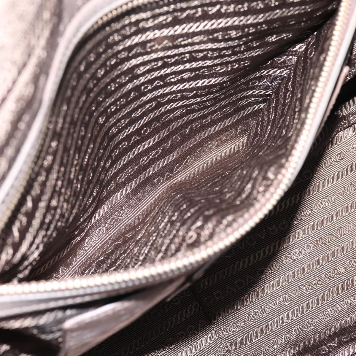 PRADA Hand Bag Leather 2way Gray Gold Auth 207067A
