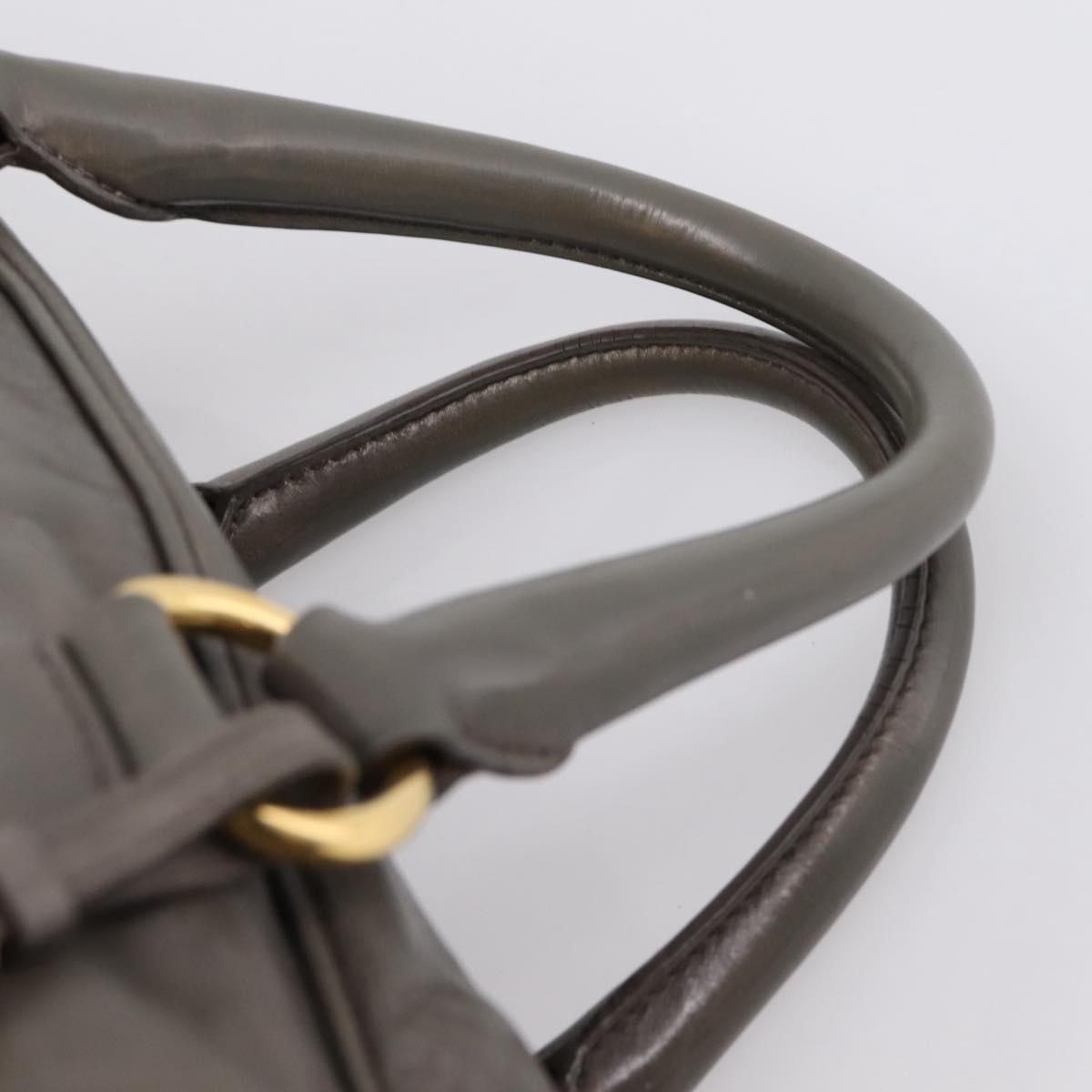 PRADA Hand Bag Leather 2way Gray Gold Auth 207067A