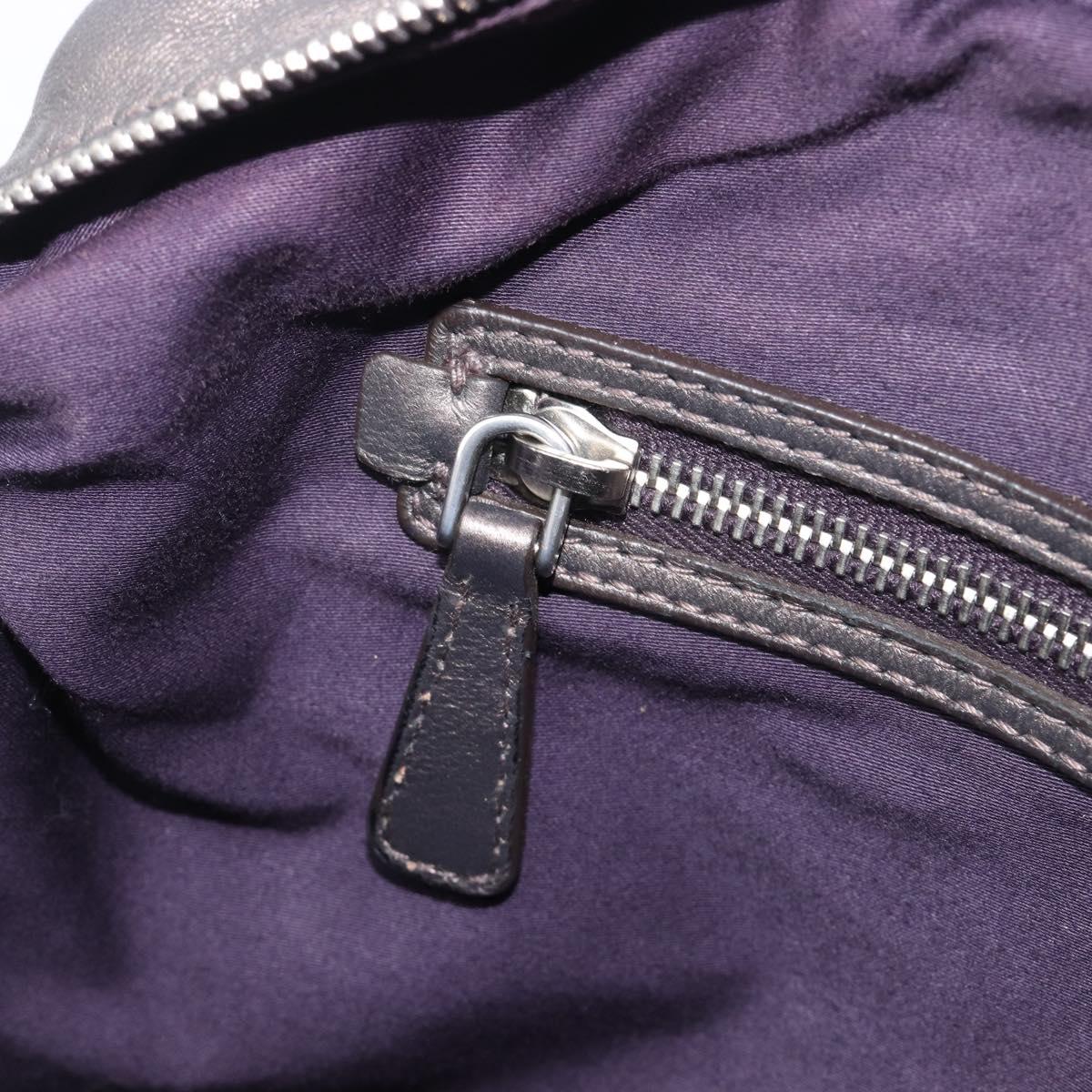 Miu Miu Matelasse Hand Bag Leather Gray Silver Auth 207068A
