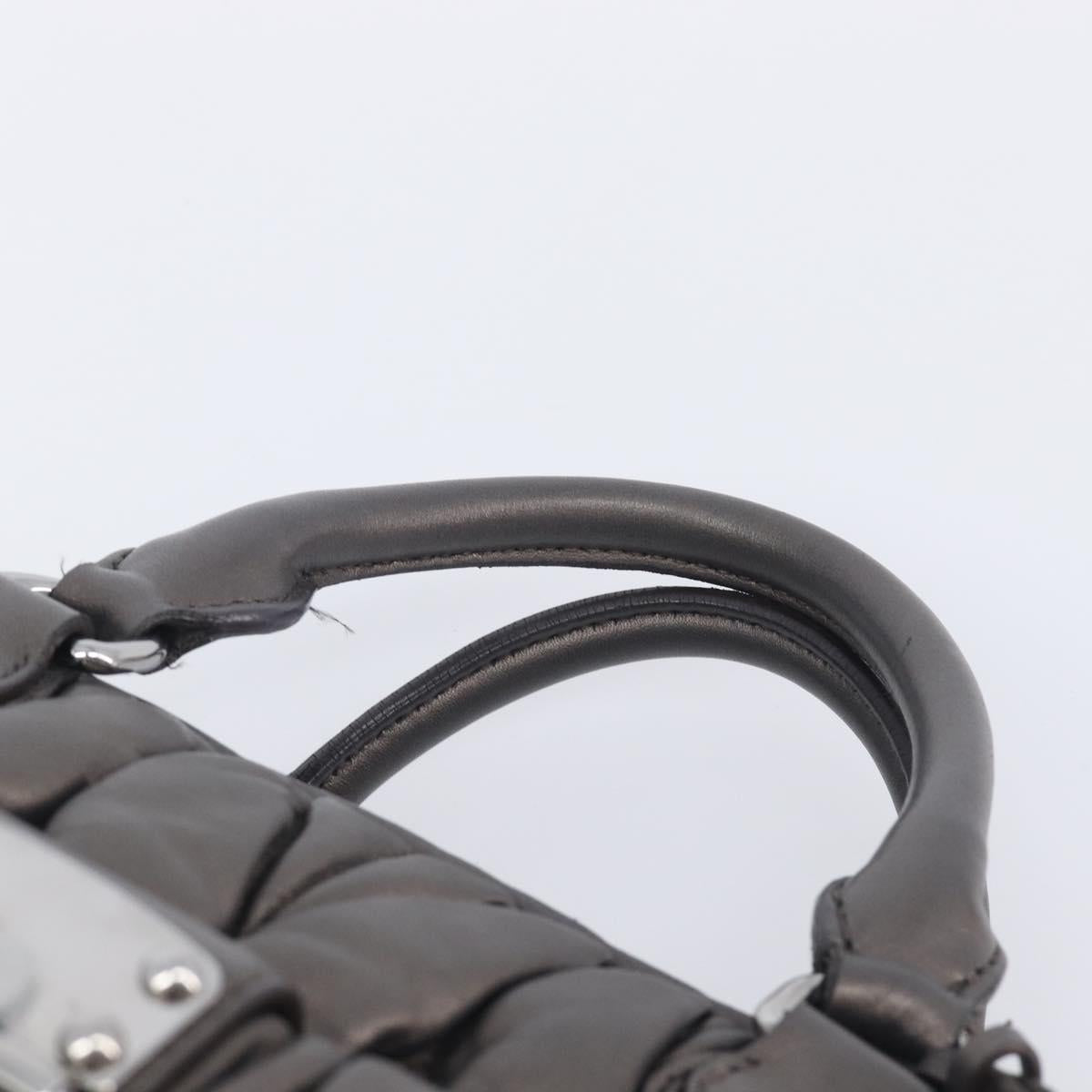 Miu Miu Matelasse Hand Bag Leather Gray Silver Auth 207068A