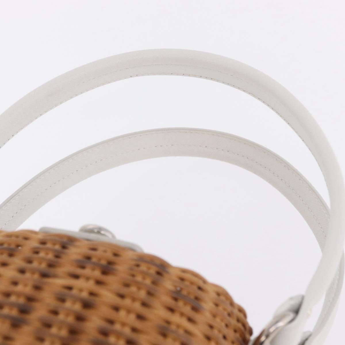 Salvatore Ferragamo Gancini Hand Bag Rattan Beige Silver Auth 207076M