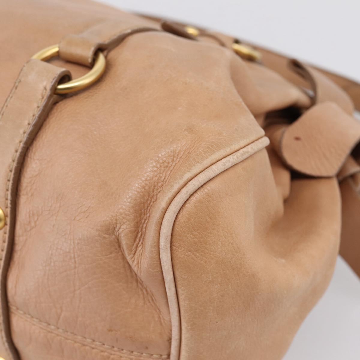 Miu Miu Matelasse Hand Bag Leather 2way Brown Gold Auth 207078A