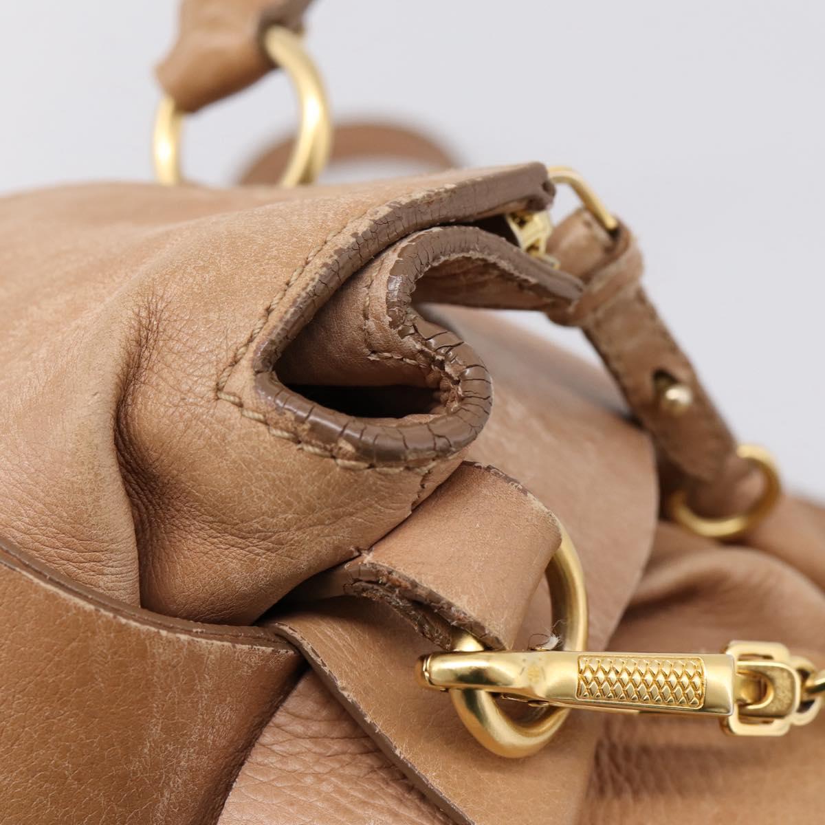 Miu Miu Matelasse Hand Bag Leather 2way Brown Gold Auth 207078A