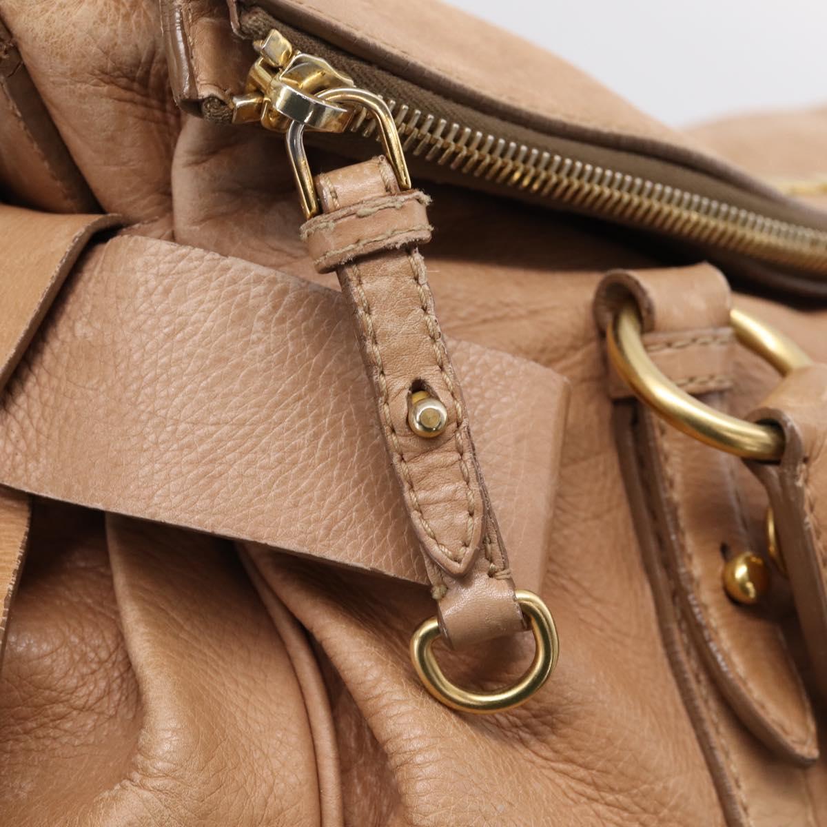 Miu Miu Matelasse Hand Bag Leather 2way Brown Gold Auth 207078A