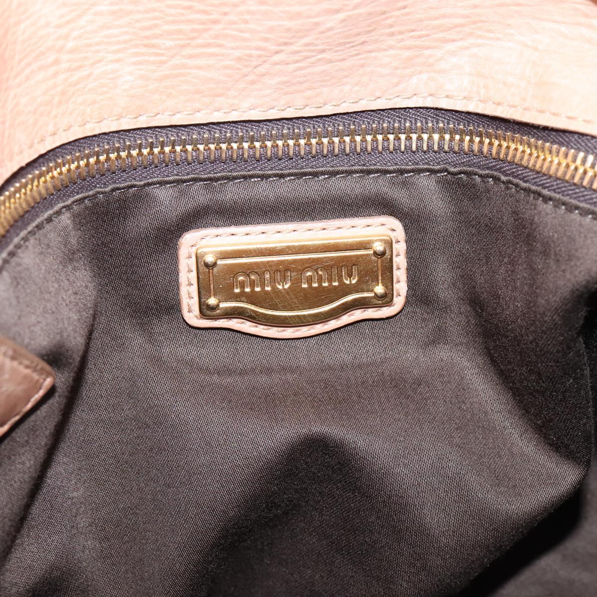 Miu Miu Matelasse Hand Bag Leather 2way Brown Gold Auth 207078A