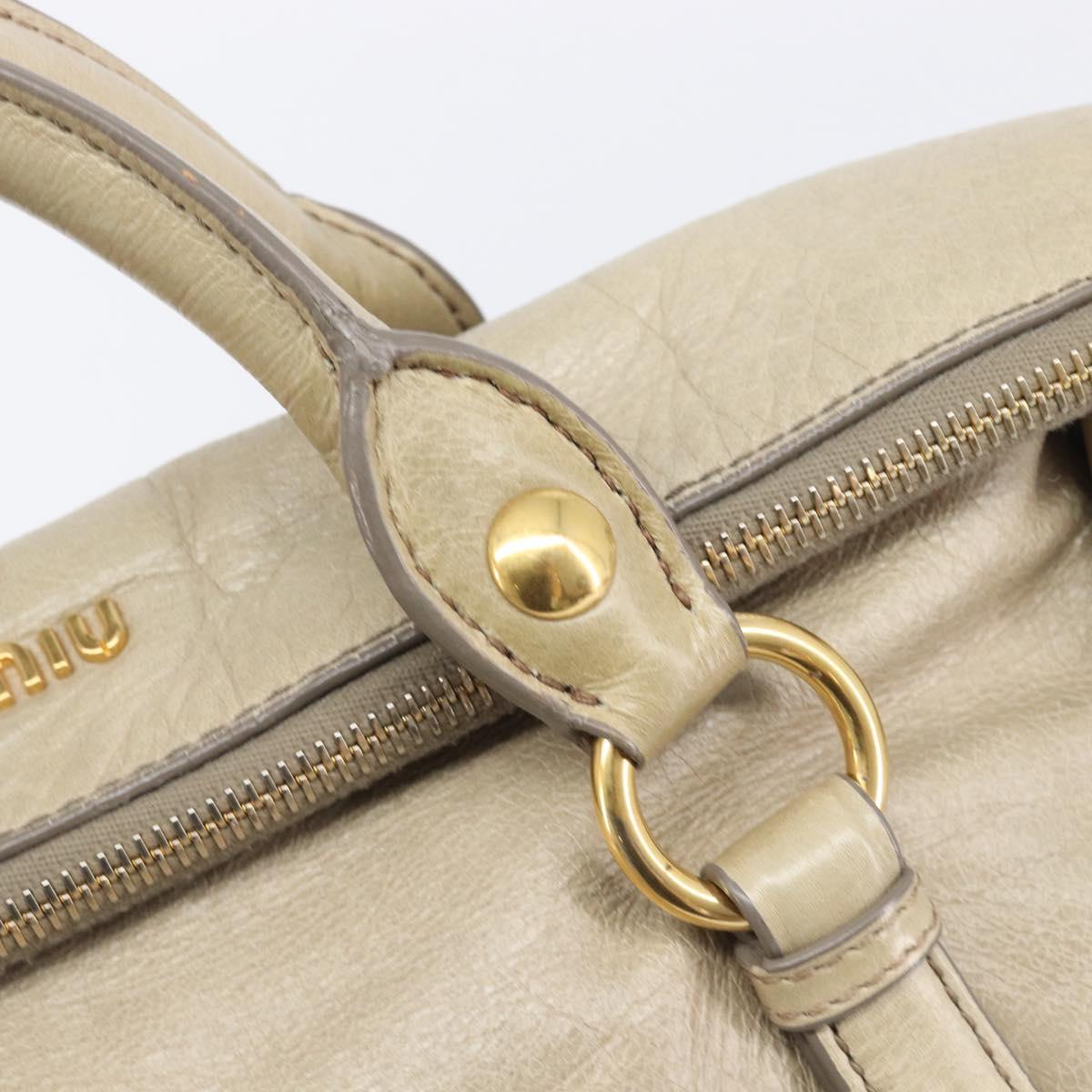 Miu Miu Matelasse Hand Bag Vitellolux 2way Beige Gold Auth 207079M