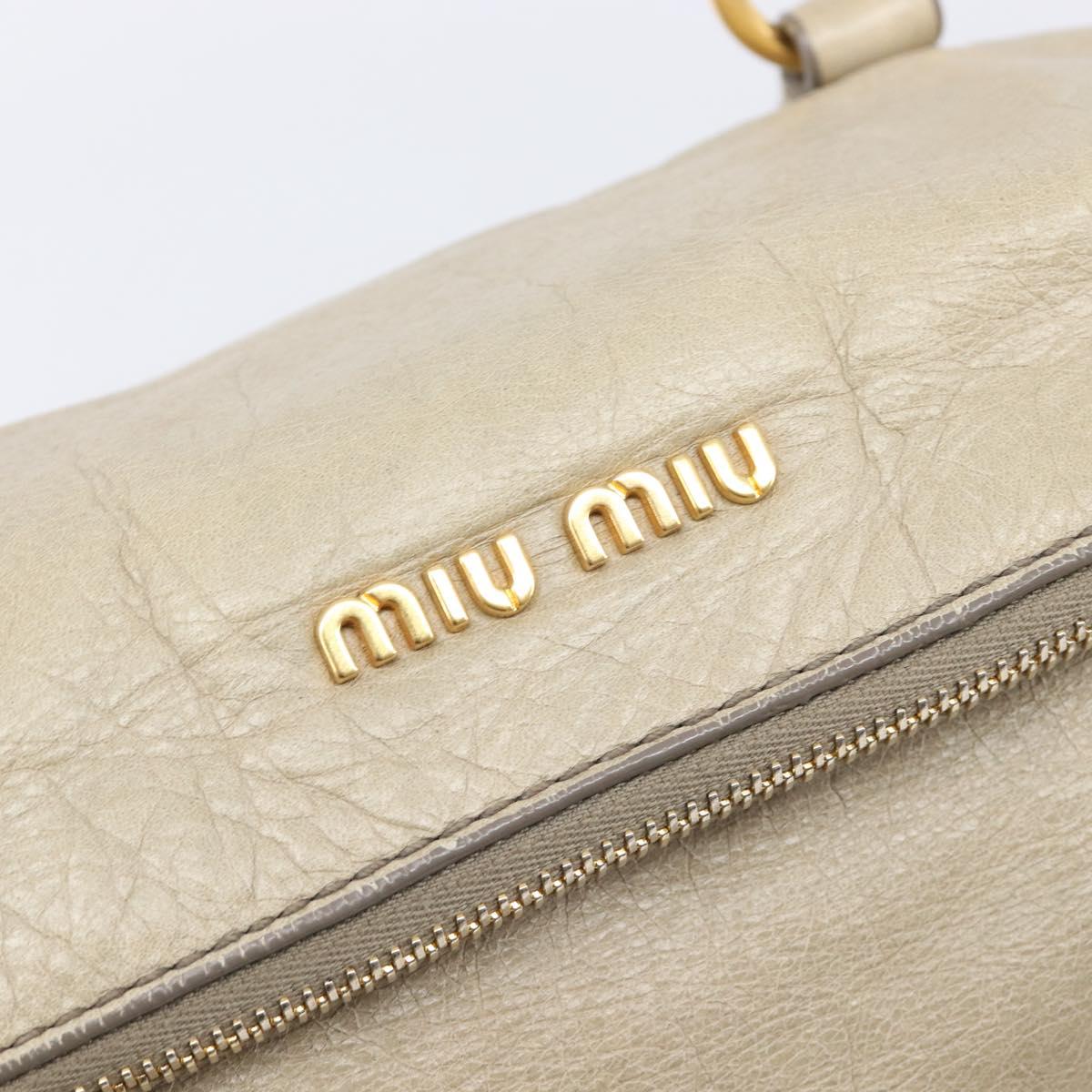 Miu Miu Matelasse Hand Bag Vitellolux 2way Beige Gold Auth 207079M