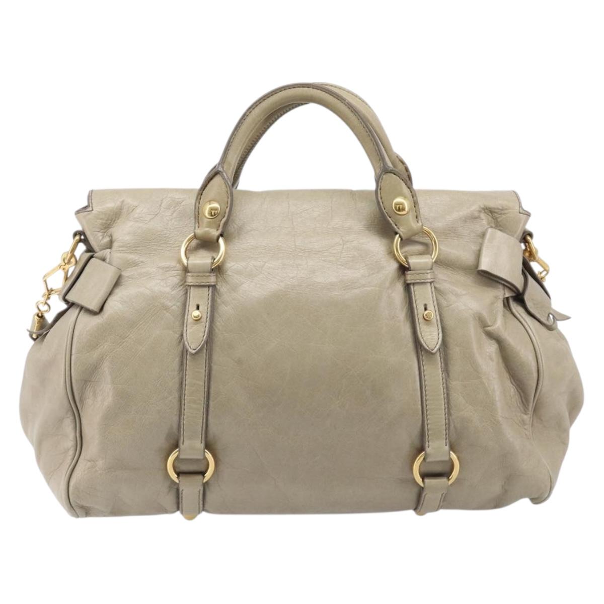 Miu Miu Matelasse Hand Bag Vitellolux 2way Beige Gold Auth 207079M