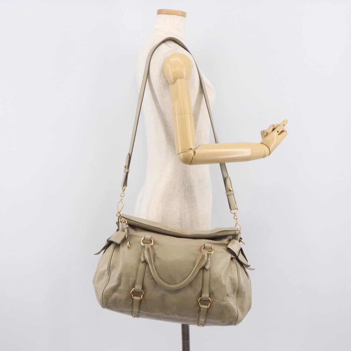 Miu Miu Matelasse Hand Bag Vitellolux 2way Beige Gold Auth 207079M