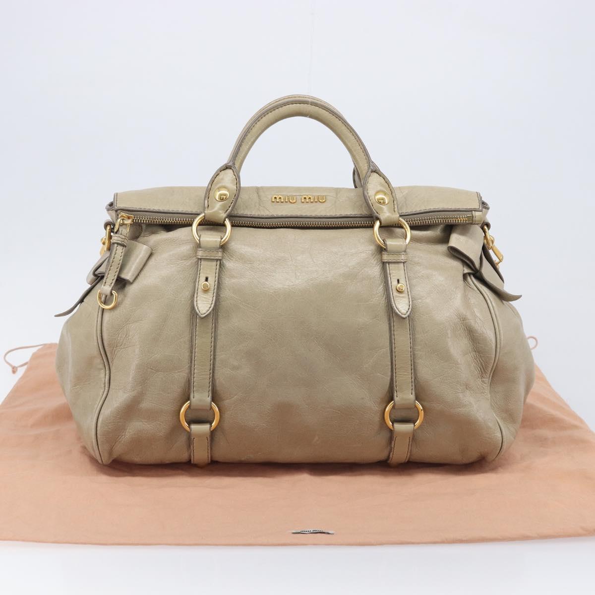 Miu Miu Matelasse Hand Bag Vitellolux 2way Beige Gold Auth 207079M
