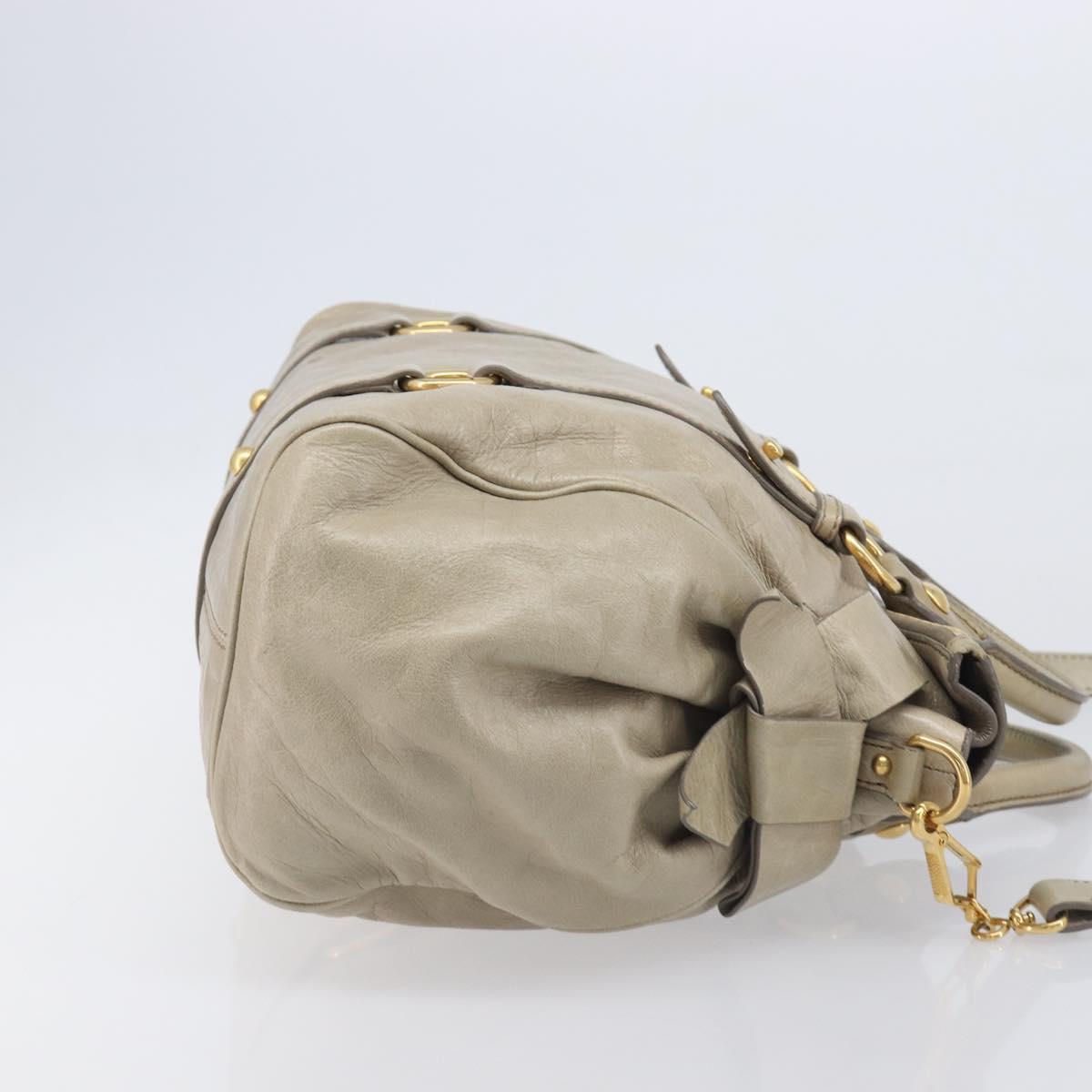 Miu Miu Matelasse Hand Bag Vitellolux 2way Beige Gold Auth 207079M