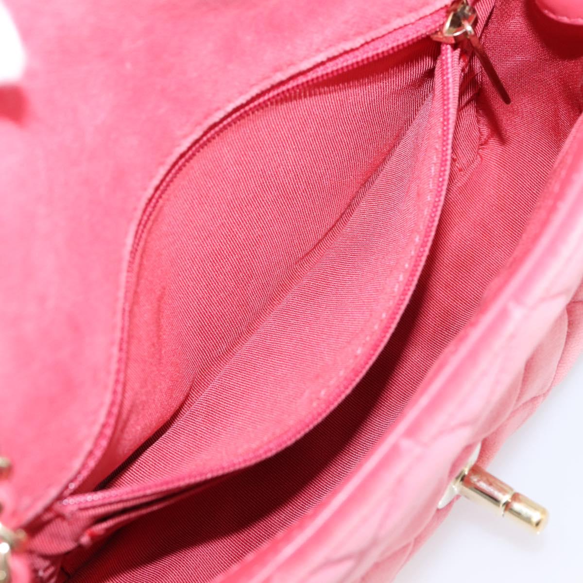 CHANEL Matelasse Chain Shoulder Bag Velor Pink Gold CC Auth 207081SM
