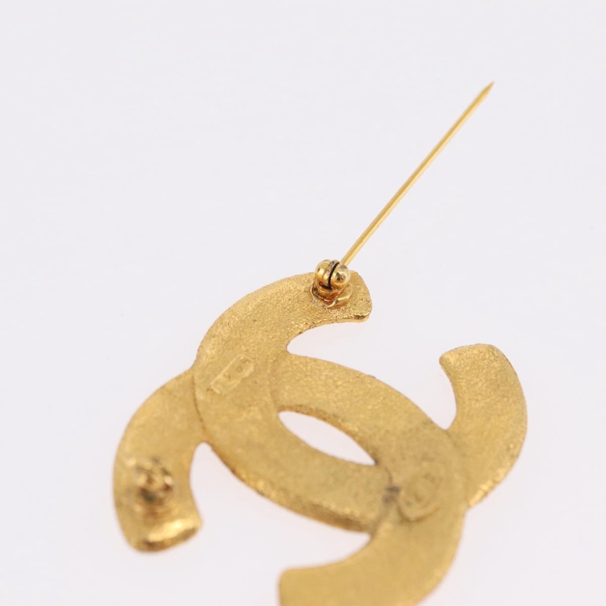 CHANEL COCO Mark Brooch metal Gold CC Auth 207082V