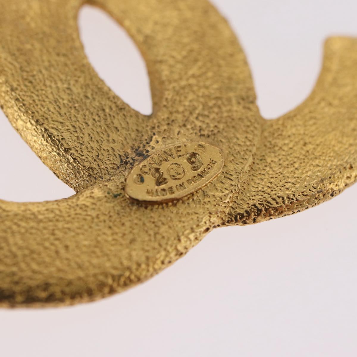CHANEL COCO Mark Brooch metal Gold CC Auth 207082V