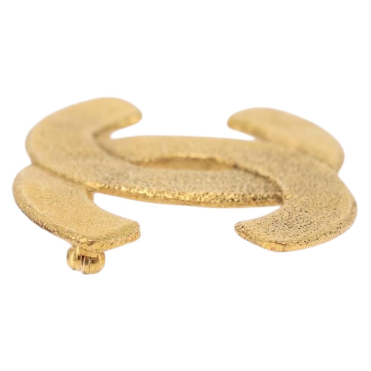 CHANEL COCO Mark Brooch metal Gold CC Auth 207082V