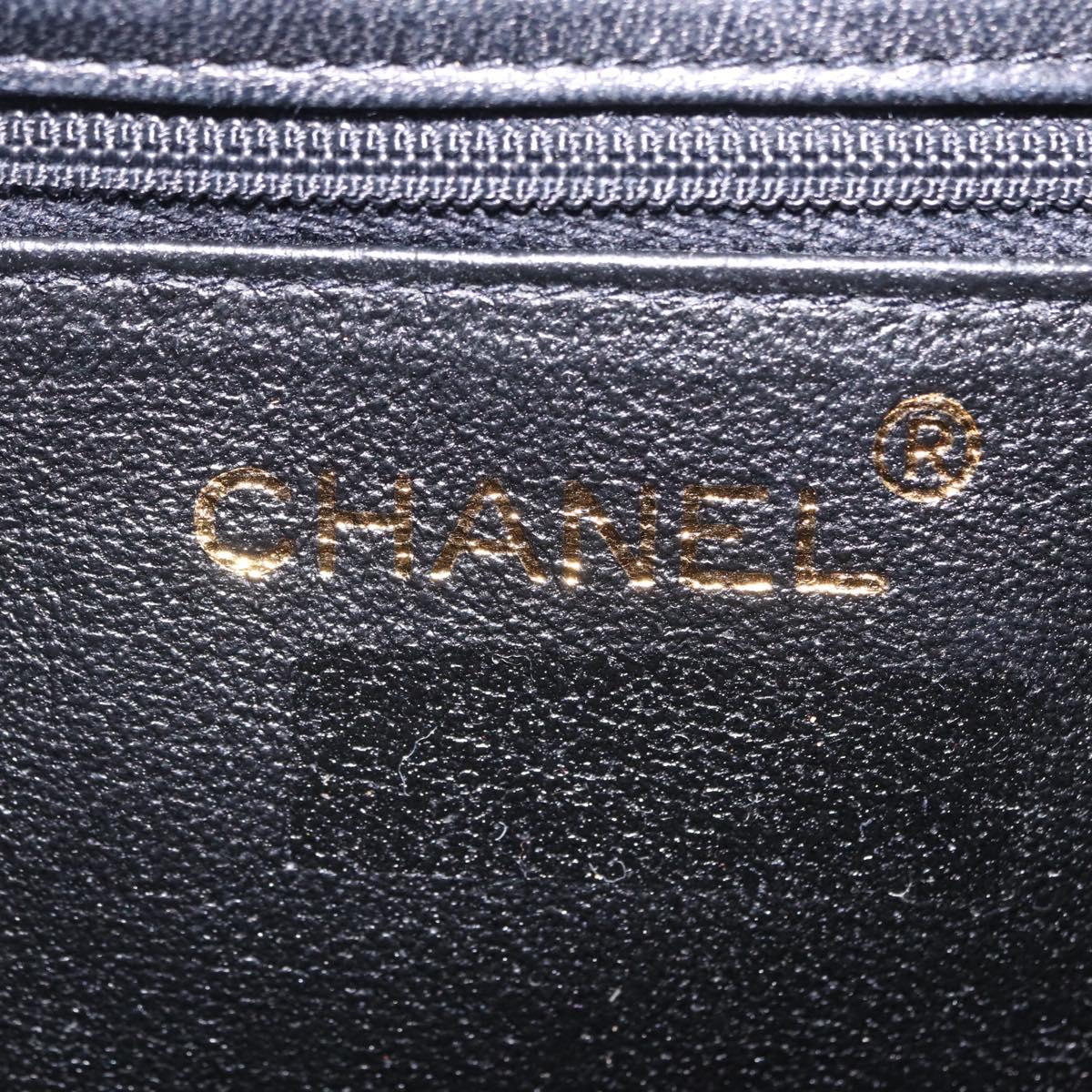 CHANEL Chain Matelasse Shoulder Bag Lamb Skin Black Gold CC Auth 207084V