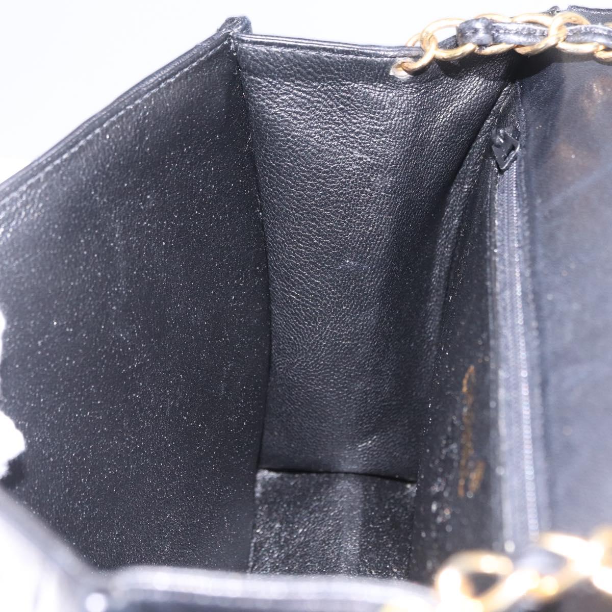 CHANEL Chain Matelasse Shoulder Bag Lamb Skin Black Gold CC Auth 207084V