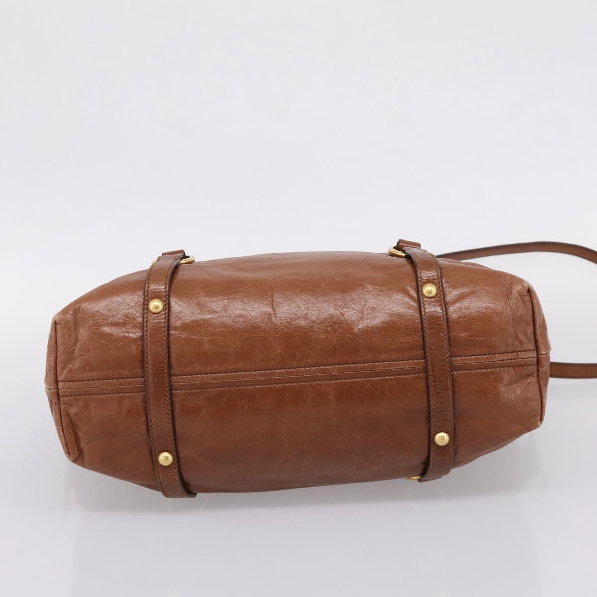 Miu Miu Matelasse Hand Bag Vitellolux 2way Brown Gold Auth 207085V