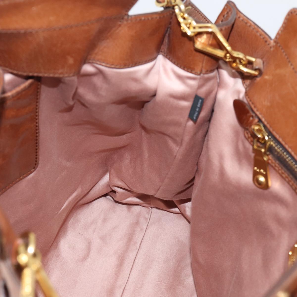 Miu Miu Matelasse Hand Bag Vitellolux 2way Brown Gold Auth 207085V