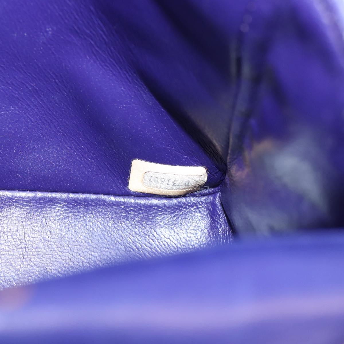 CHANEL Mini Matelasse 18 Chain Bag Lamb Skin Purple Gold CC Auth 207088SAV