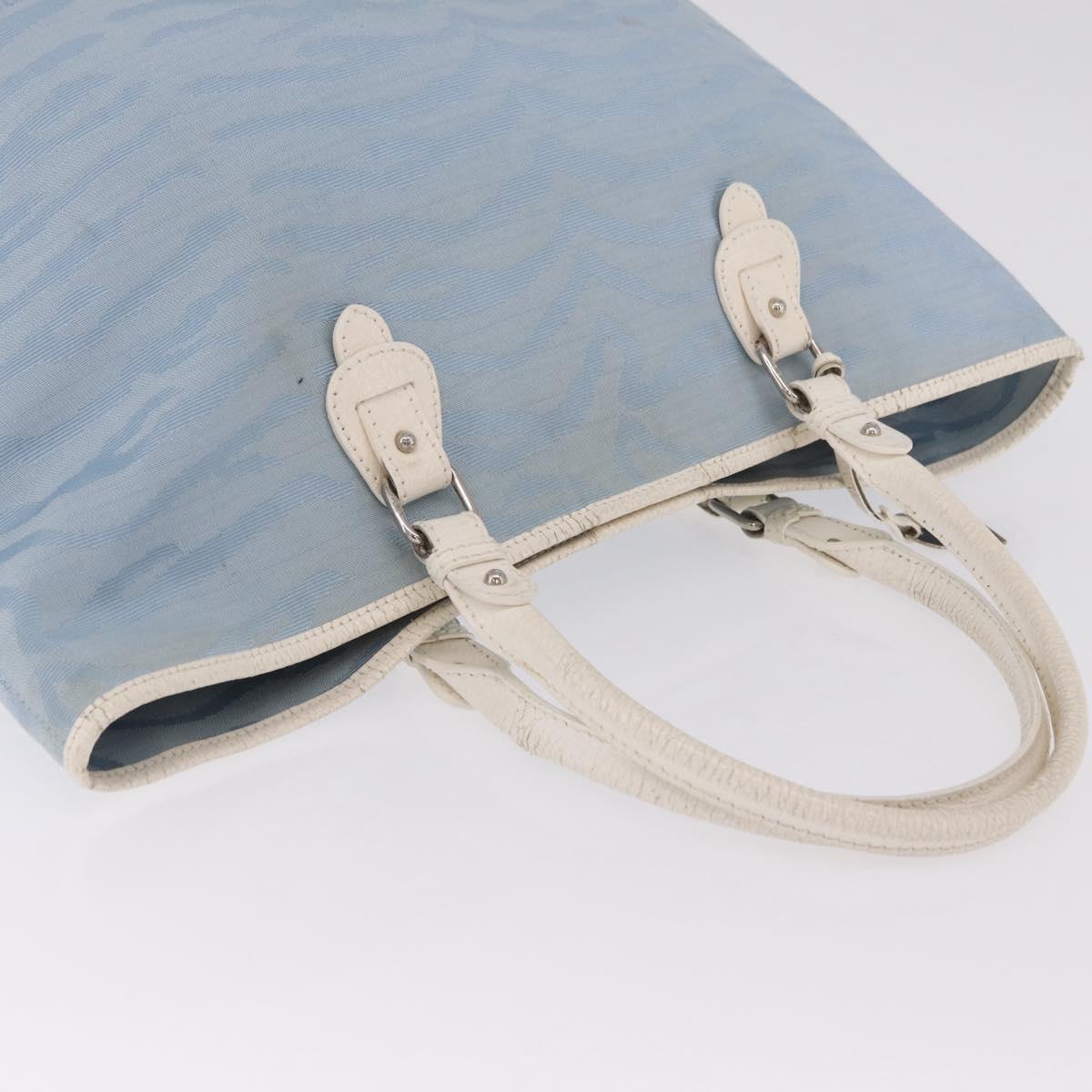 FENDI Tote Bag Canvas Light Blue Silver Auth 207089