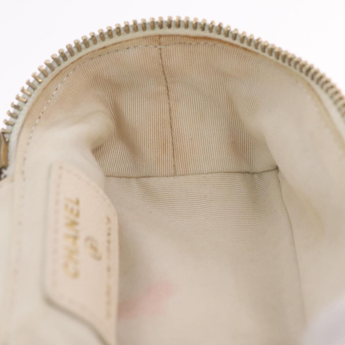 CHANEL Matelasse Vanity Chain Shoulder Pouch Caviar Skin White CC Auth 207090V