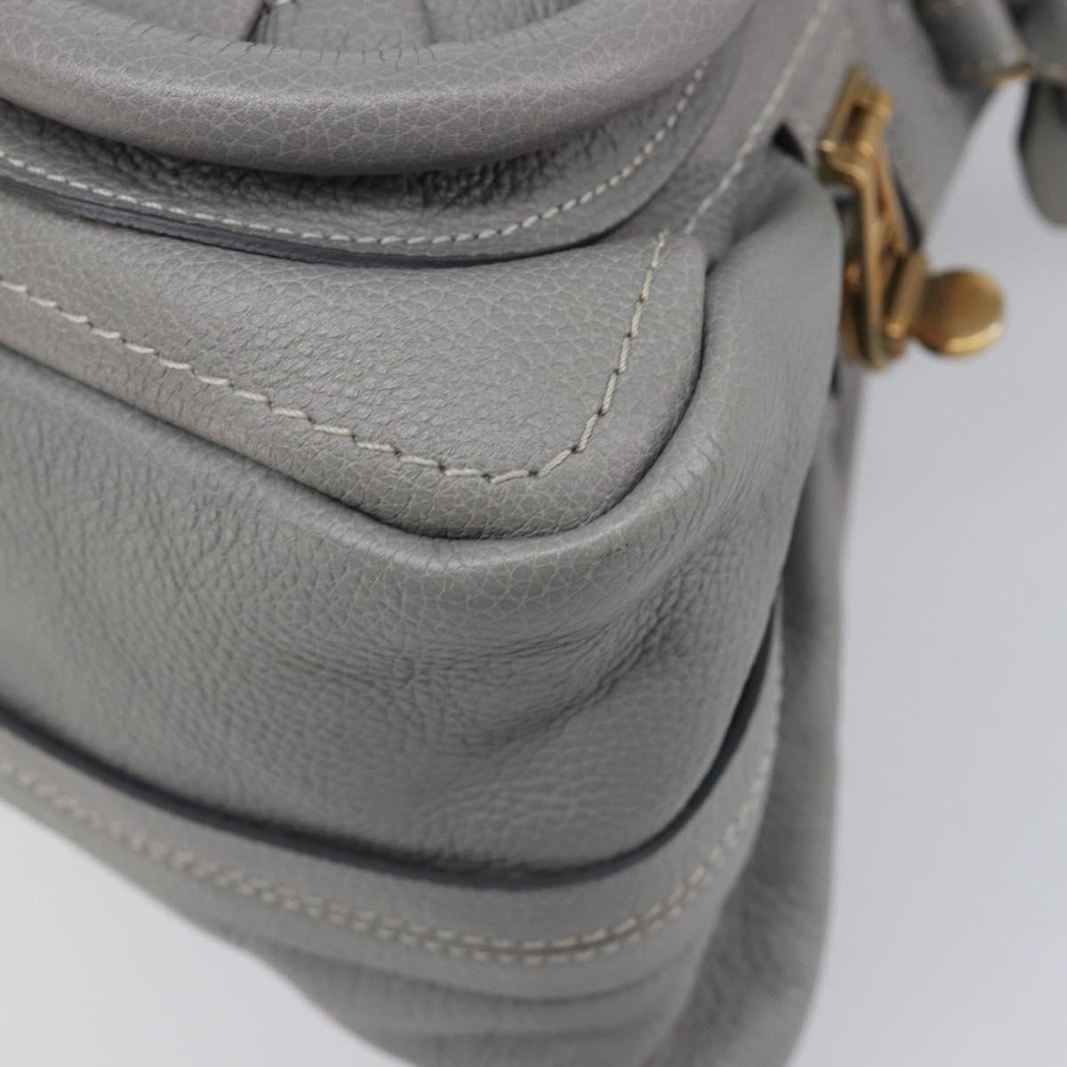 Chloe Paraty Hand Bag Leather 2way Gray Gold Auth 207091V