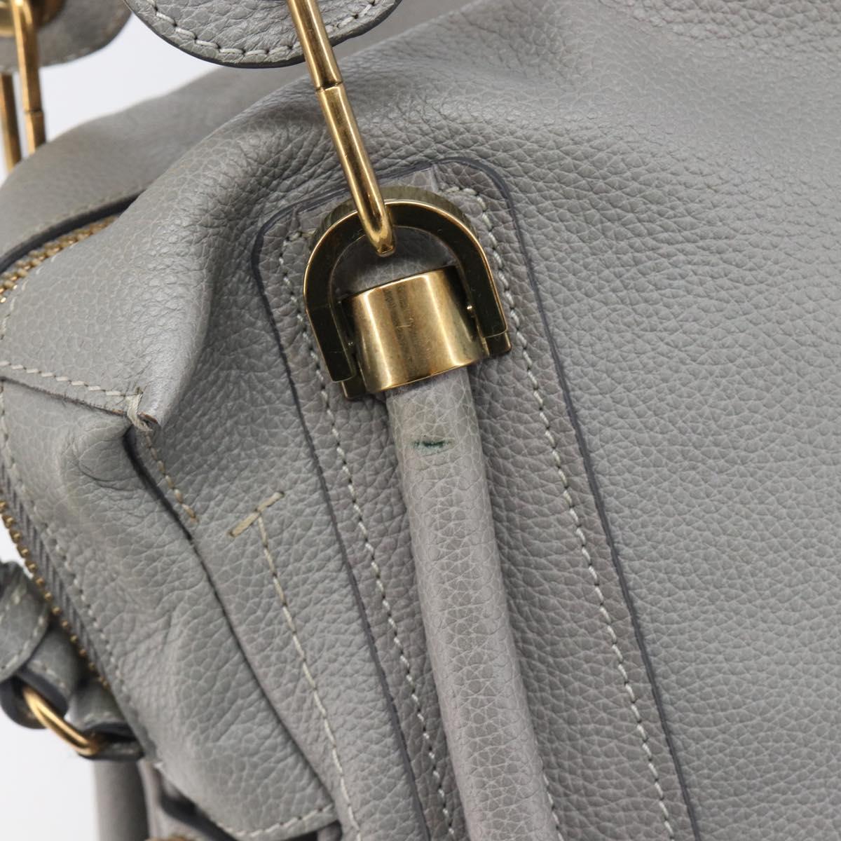 Chloe Paraty Hand Bag Leather 2way Gray Gold Auth 207091V