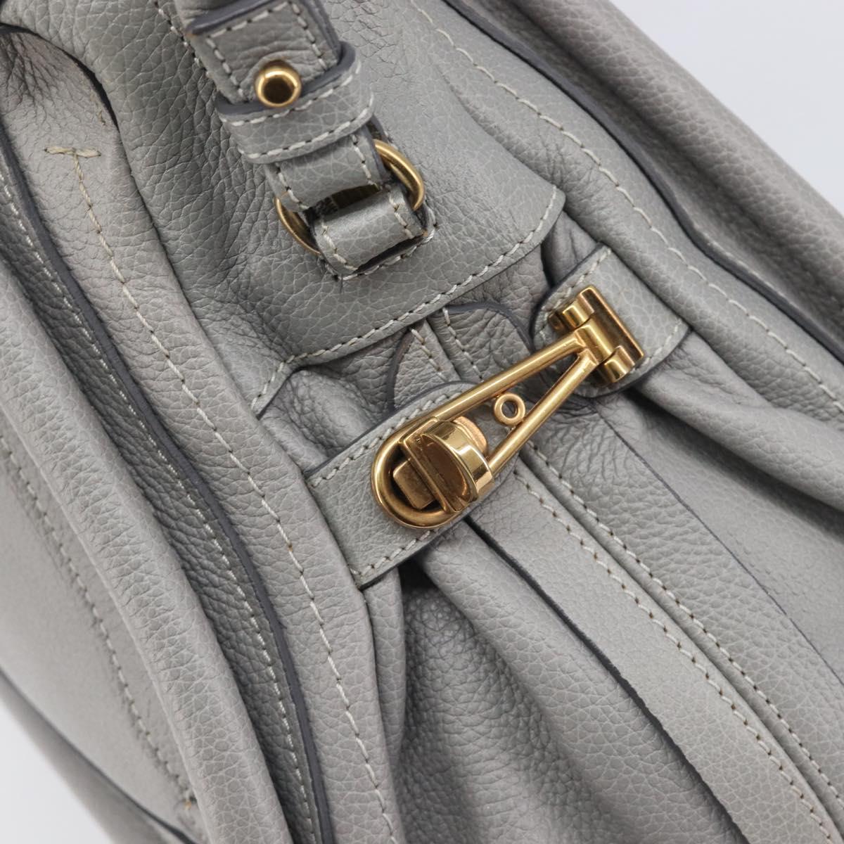 Chloe Paraty Hand Bag Leather 2way Gray Gold Auth 207091V