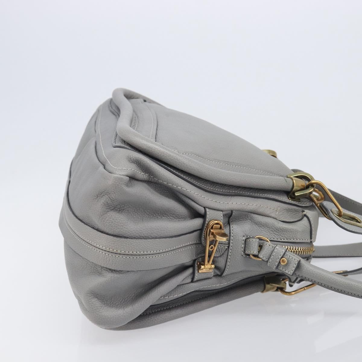 Chloe Paraty Hand Bag Leather 2way Gray Gold Auth 207091V