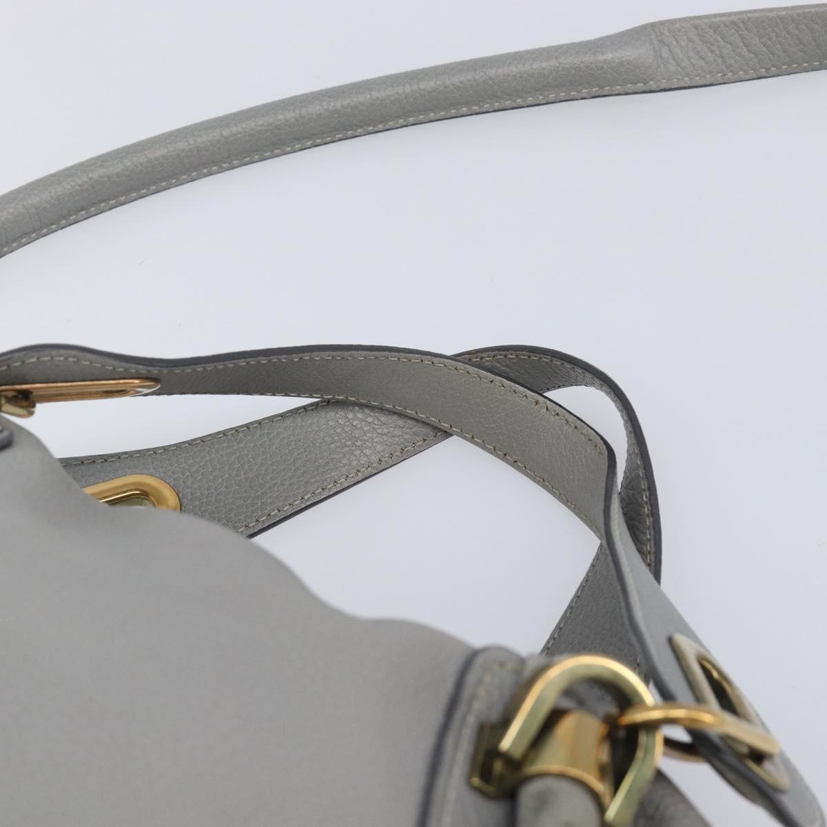 Chloe Paraty Hand Bag Leather 2way Gray Gold Auth 207091V