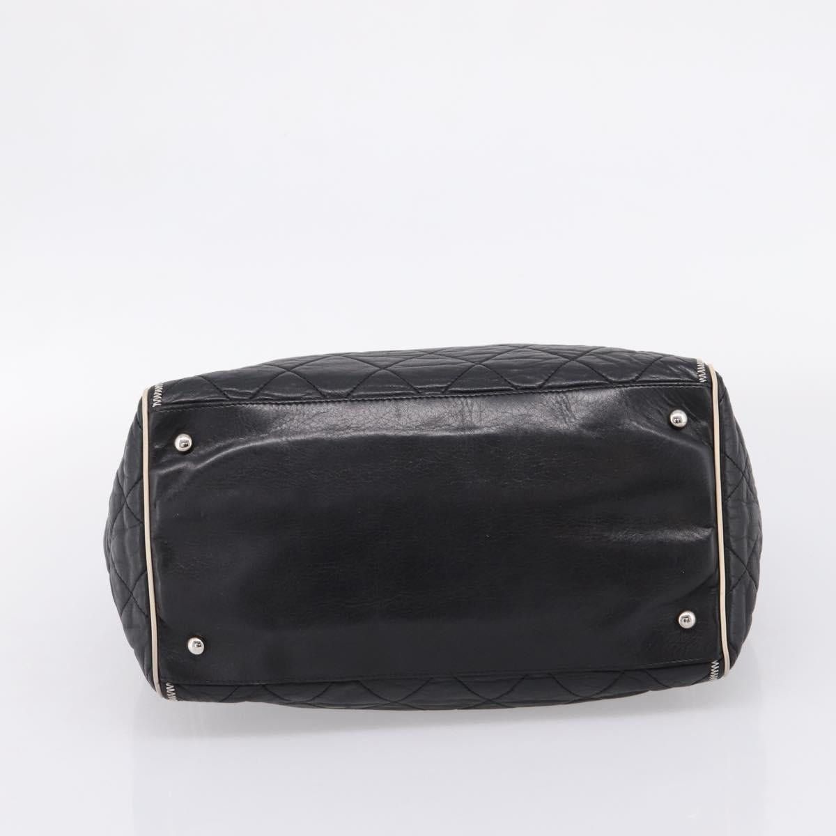 CHANEL Matelasse Chain Tote Bag Calf Skin Black Silver CC Auth 207094A