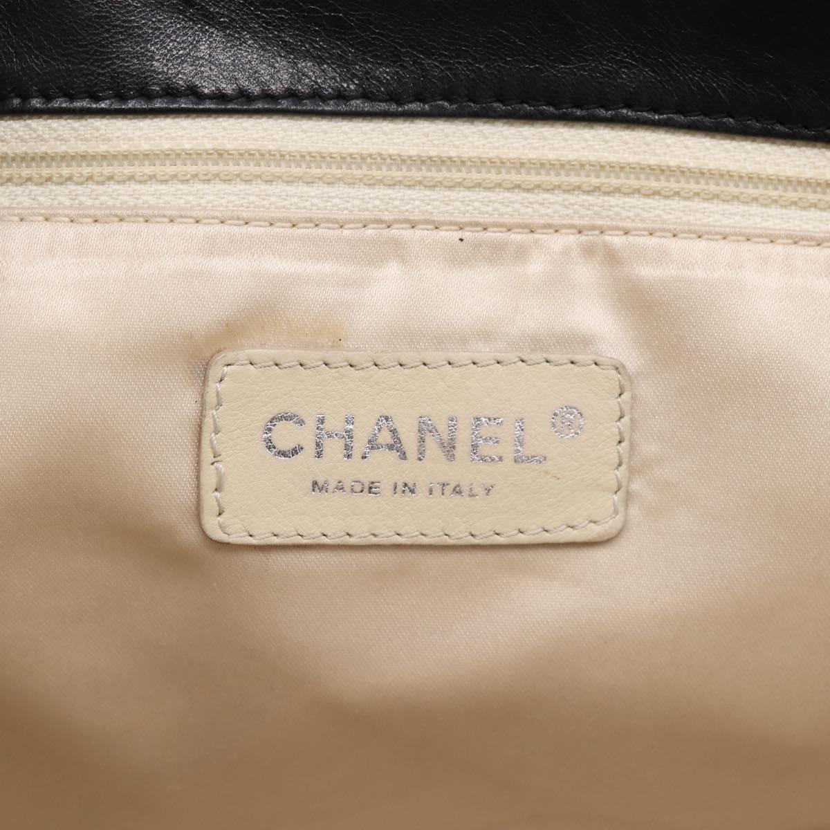 CHANEL Matelasse Chain Tote Bag Calf Skin Black Silver CC Auth 207094A