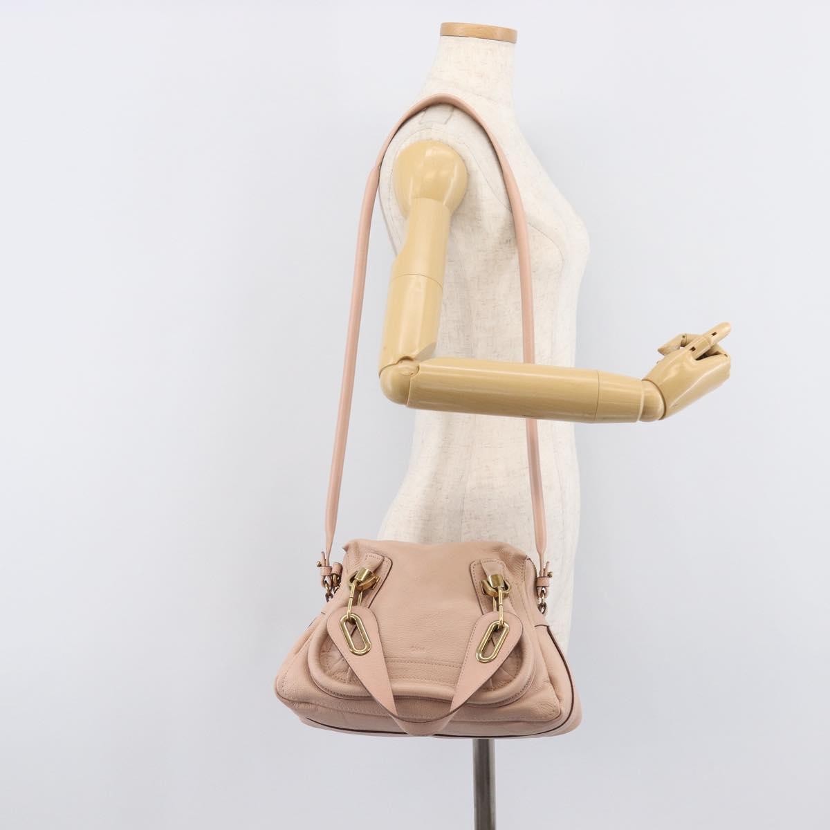 Chloe Paraty Hand Bag Leather 2way Pink Gold Auth 207095V