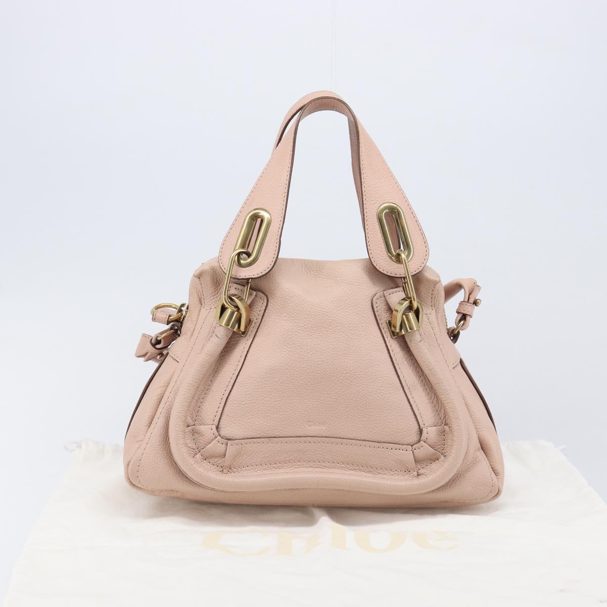 Chloe Paraty Hand Bag Leather 2way Pink Gold Auth 207095V