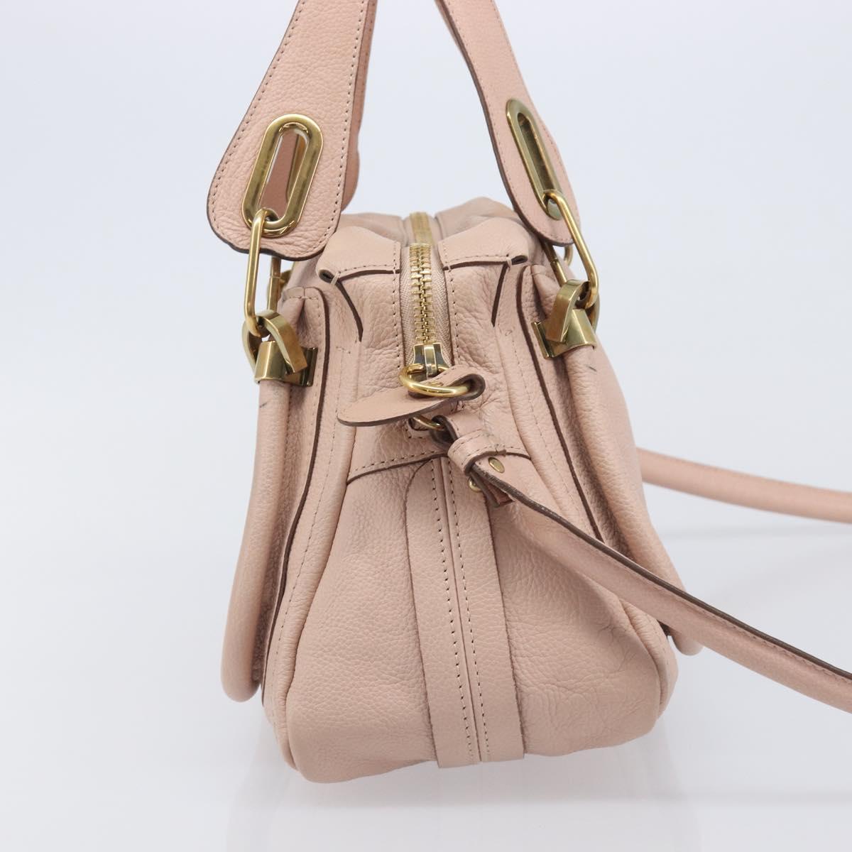 Chloe Paraty Hand Bag Leather 2way Pink Gold Auth 207095V