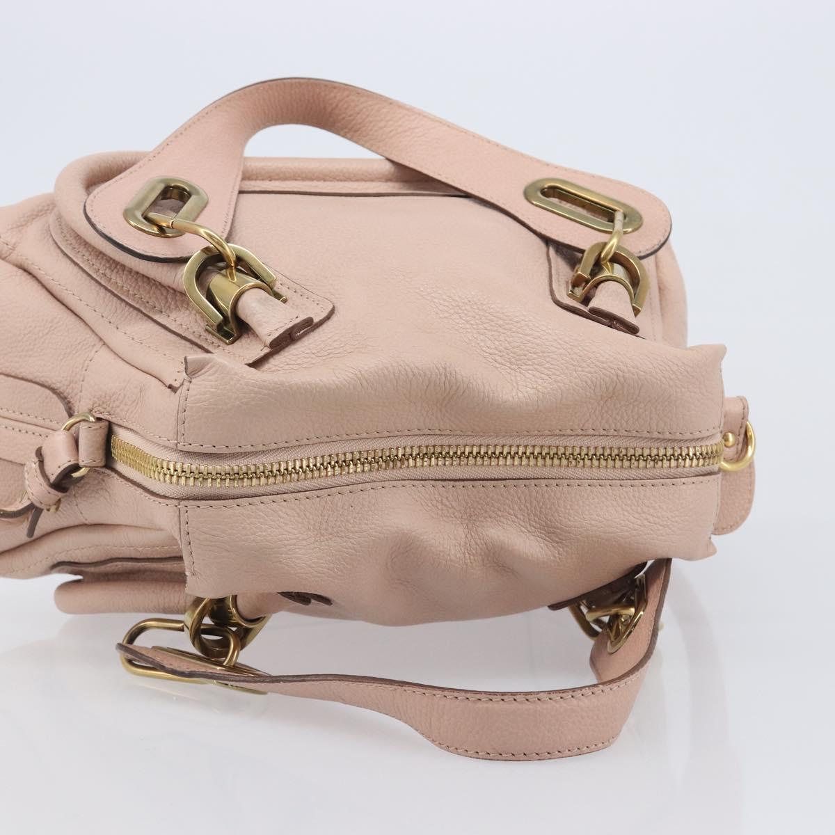 Chloe Paraty Hand Bag Leather 2way Pink Gold Auth 207095V